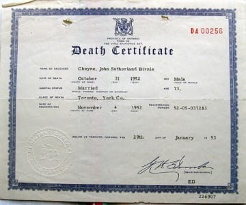 death certificate