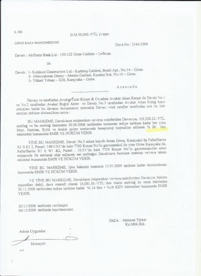 Repossession Order for Akfinans 20th Nov 2008